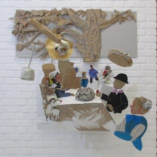 repas de noce à Yport d’après l'oeuvre de Auguste Fourrié 1886 assemblage carton, 2016 